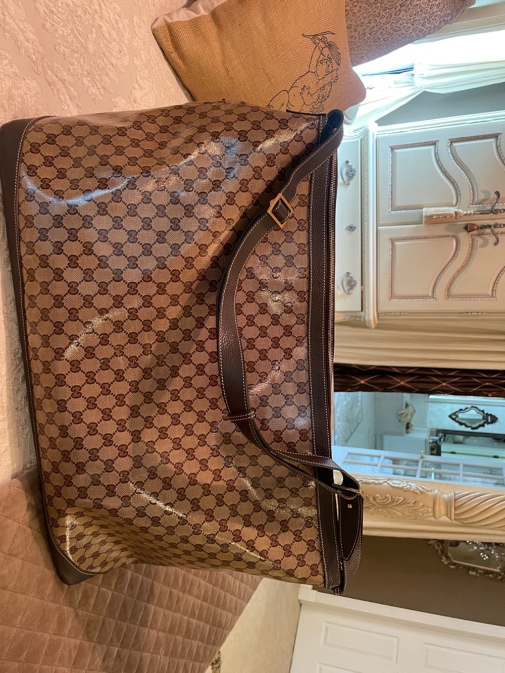 Gucci Brown Monogram Coated Canvas Travel Tote